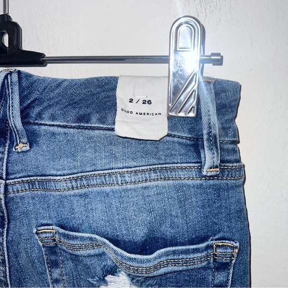 Good American Good Legs High Rise Distressed Skinny Jeans GL873 - Picture 7 of 9